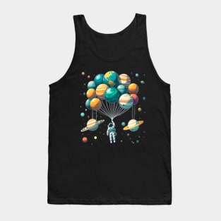 Funny Astronaut Space Balloon Planet Solar System Science Tank Top